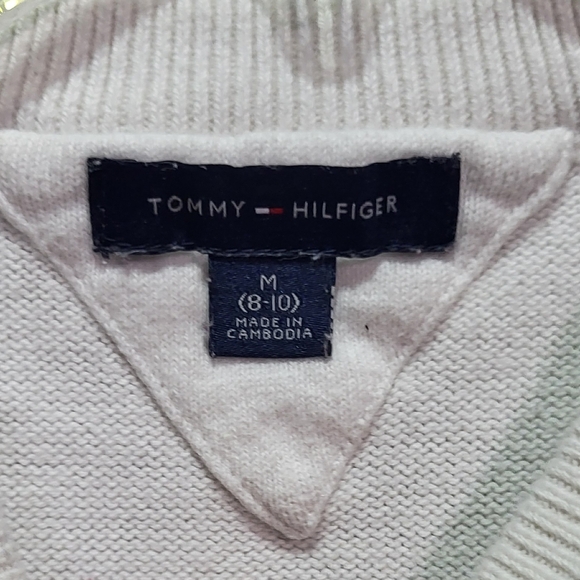Tommy Hilfiger Boys White Crewneck Pullover Cotton Sweater Size Medium (8/10) - Picture 3 of 7